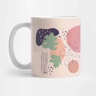 Abstract shapes lines dots and tropical leaves digital design Mug